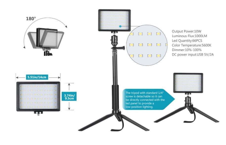 2x painel LED iluminador fotografia e vídeo com tripés e filtros