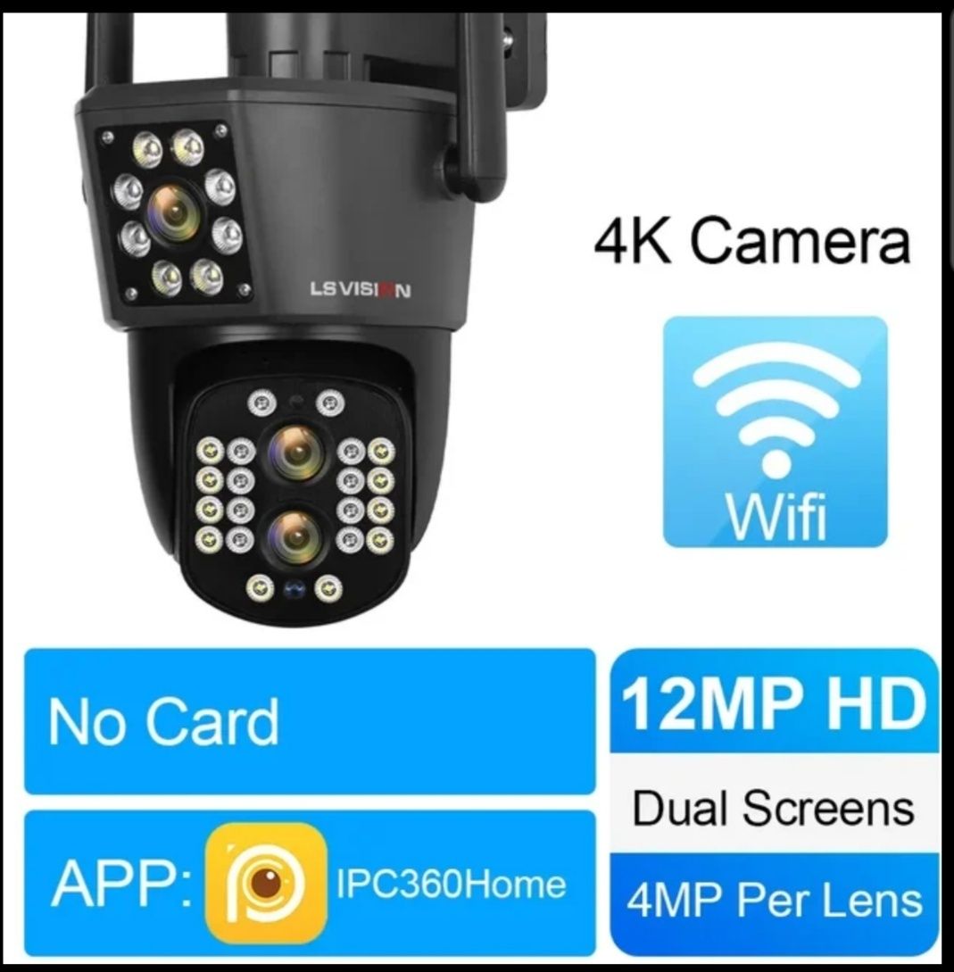 Kamera Wi-Fi 5K 10xzoom 2xObiektyw 3 soczewki Nightvision+ karta SD64G