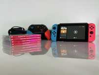 Nintendo Switch 1 V2 + Gry + Akcesoria, Zestaw Kompletny, Stan Idealny