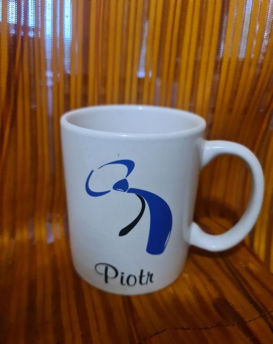 Kubek biały z imieniem Piotr kubek biały Piotr napis imię Piotr
