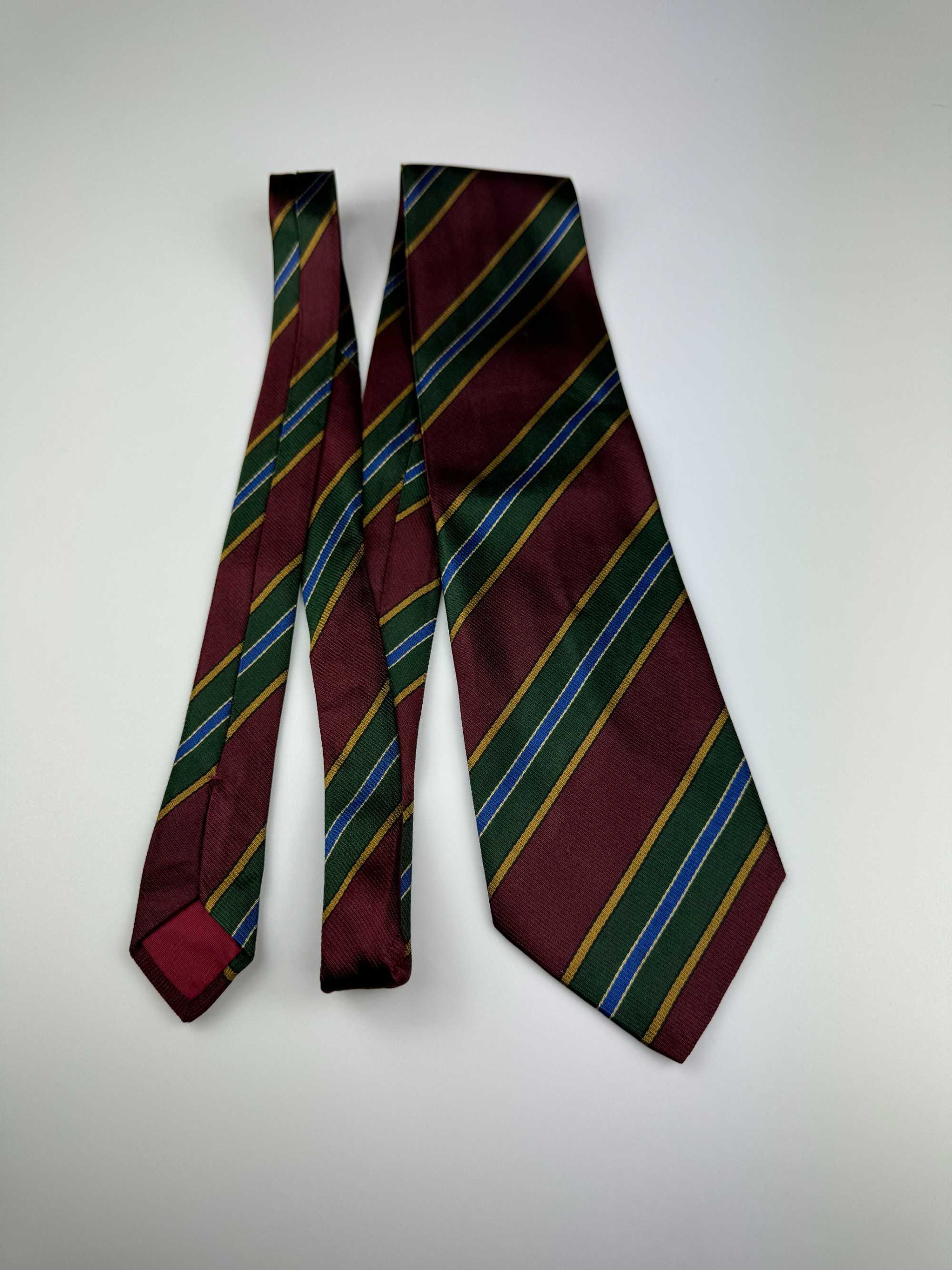 Barton Moda bordowy jedwabny krawat w paski m63