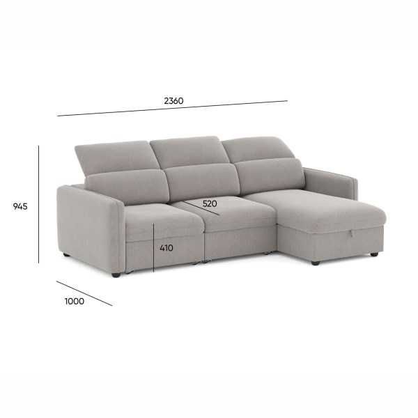 Sofá 3 lugares com chaise – como novo