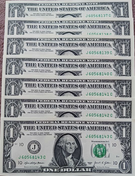7 x 1 $ USA G.Washington 2021 r. - Kansas City Missouri "J"-mennicze
