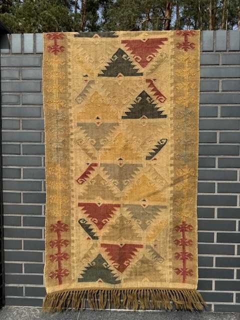 Idealny r. tkany wełniany kilim dywan Art Deco 195x92 cm galeria 5 tyś