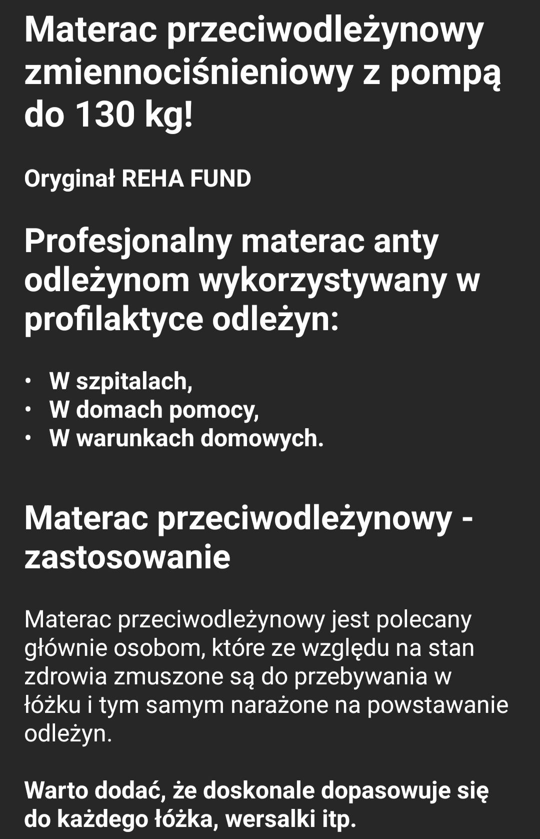 Materac przeciwodleżynowy z pompą +łatki z klejem!