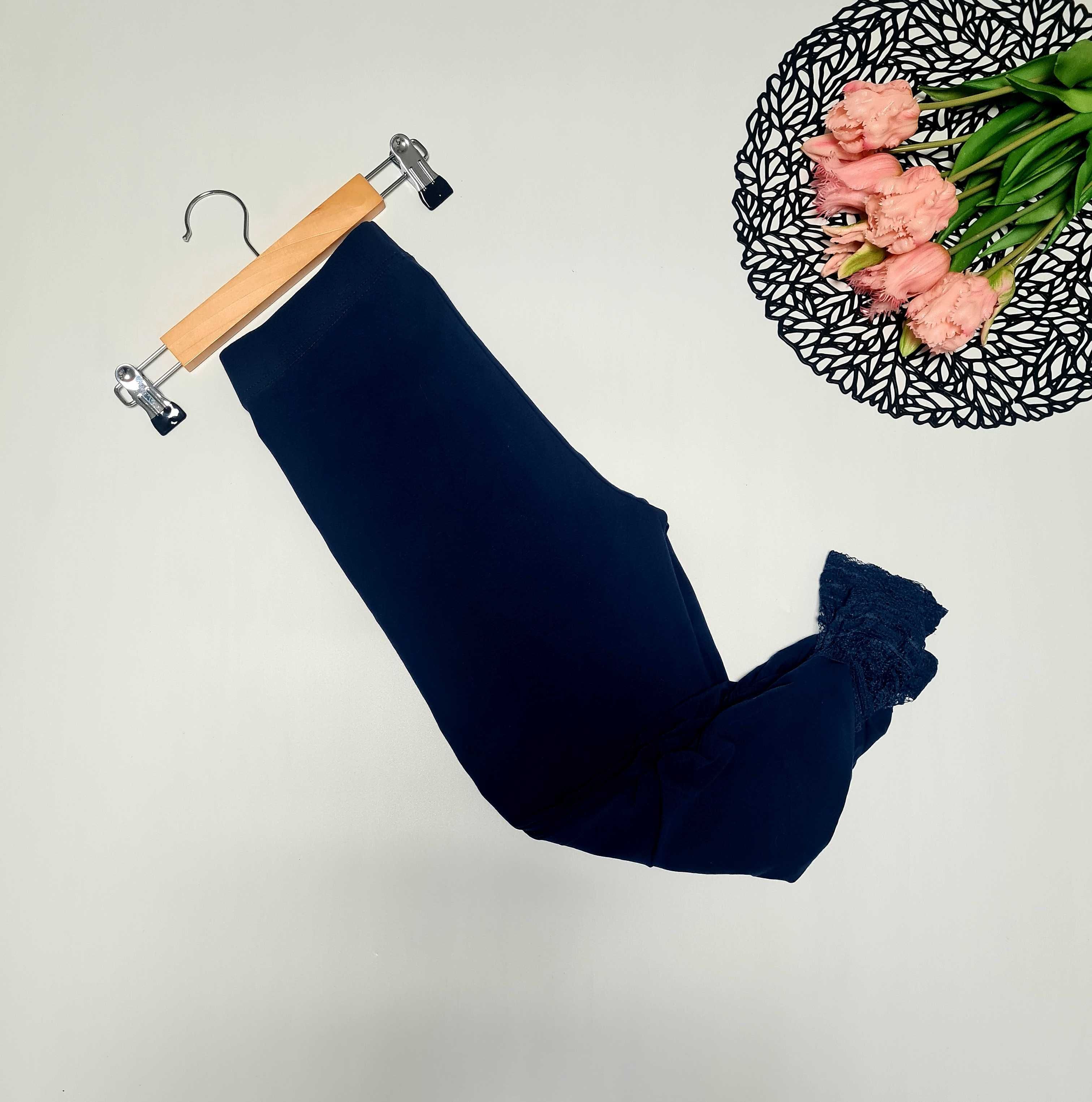 443. Koronkowe legginsy damskie getry rybaczki z koronką S M 36 38