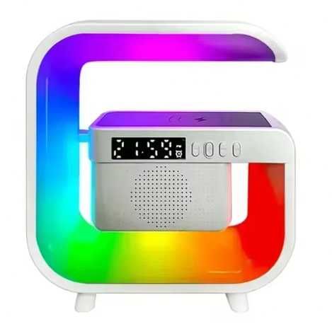 Lampka LED - głośnik bluetooth - zegar - ładowarka indukcyjna - NOWY