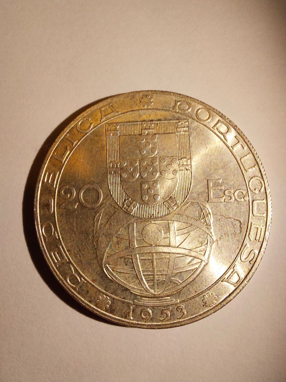 Moeda Portuguesa de 20 Escudos de 1953