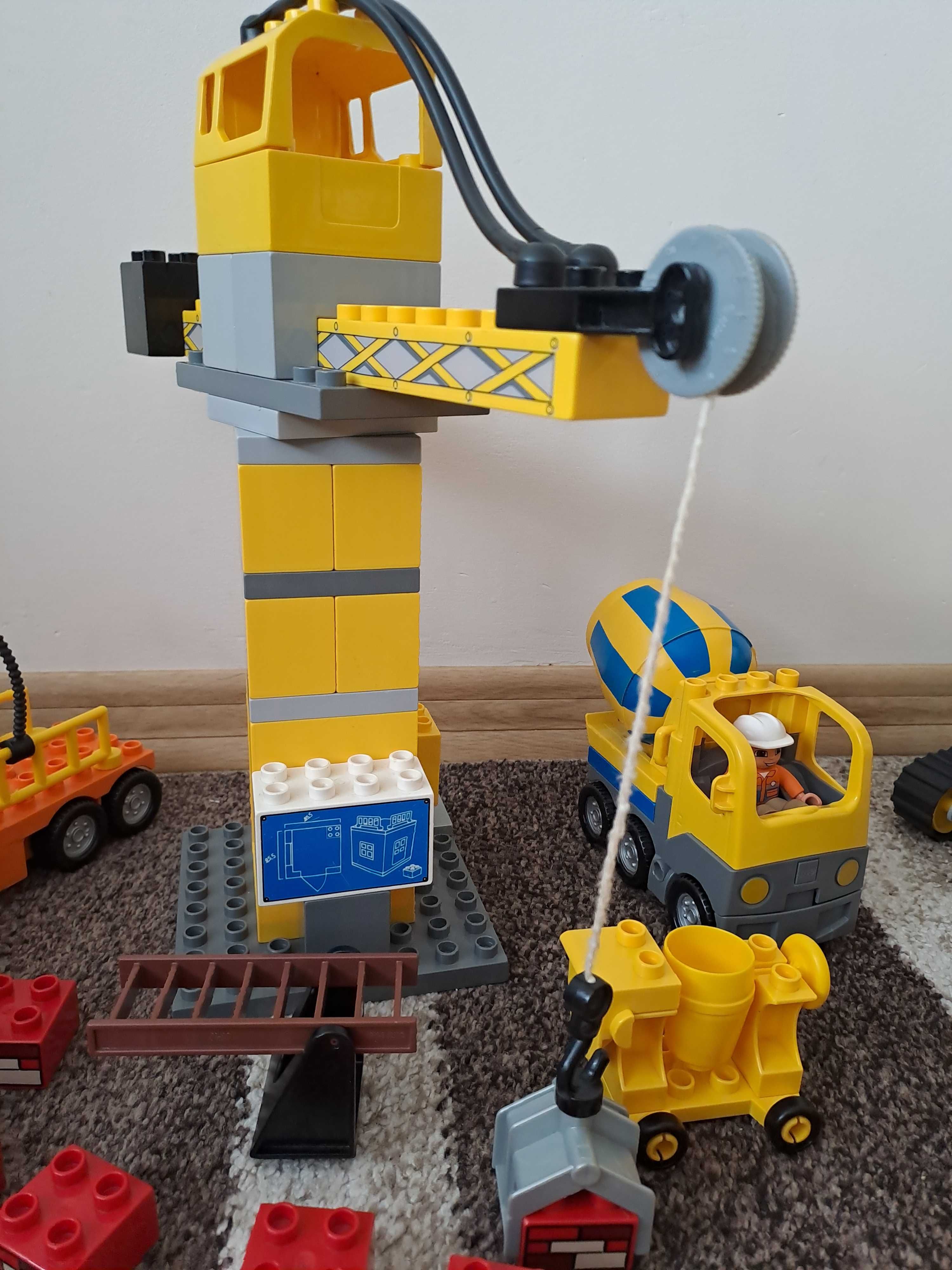 Lego zestaw budowlany, koparka, dźwig, betoniarka, auto transportowe