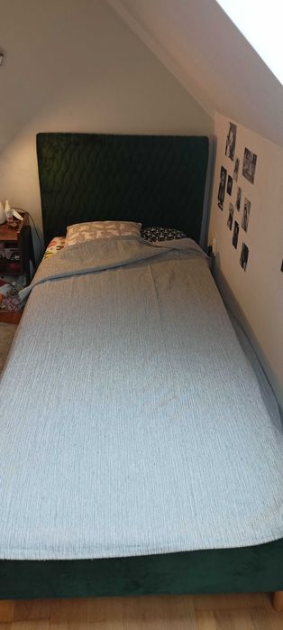 Łóżko tapicerowane pojedyncze 90x200 butelkowa zieleń