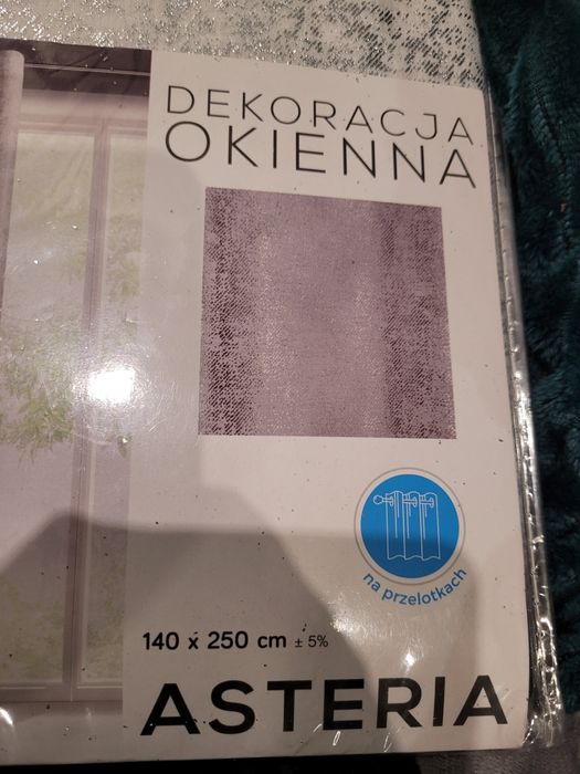 Zasłony srebrne nowe 140x250 przelotka eurofirany