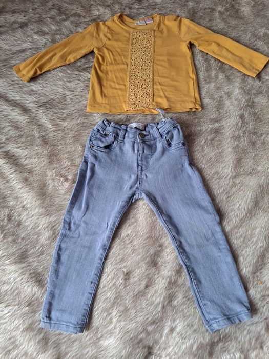 Zestaw dla dziewczynki Zara Baby 92cm Bluzka + spodnie regulacja