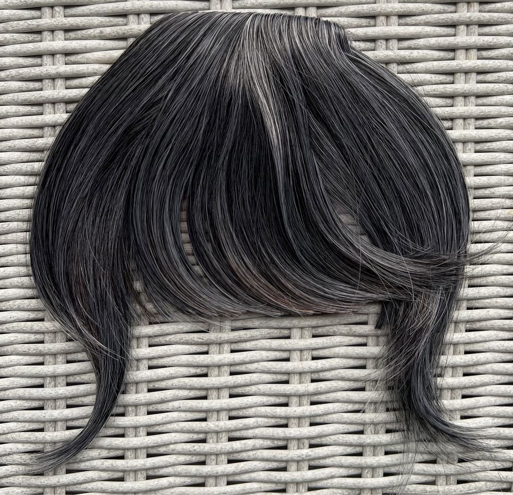 Włosy doczepiane, grzywka upiększająca, ciemny popiel / siwy  ( 606 )