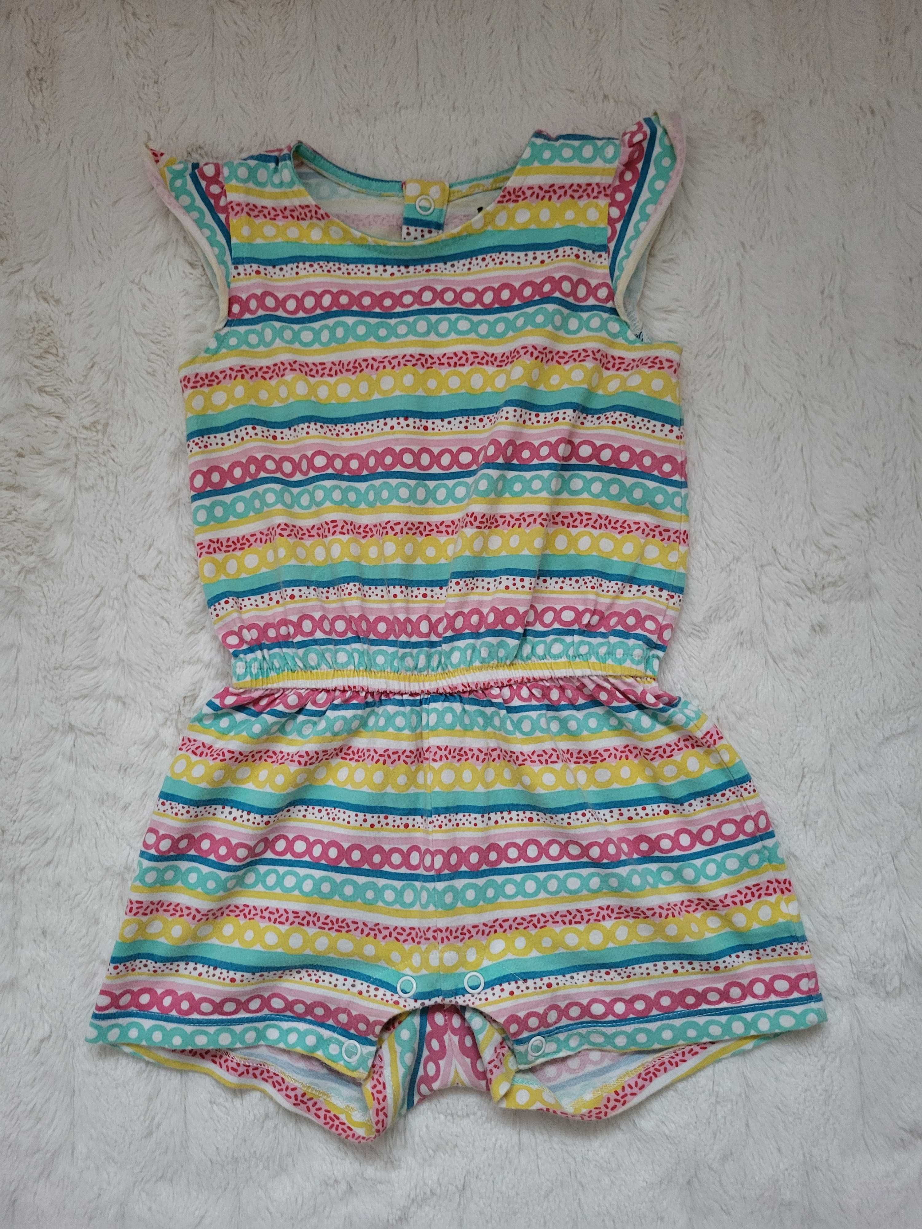 Dziewczęcy letni kombinezon, kolorowy, rozmiar 86/92 cm