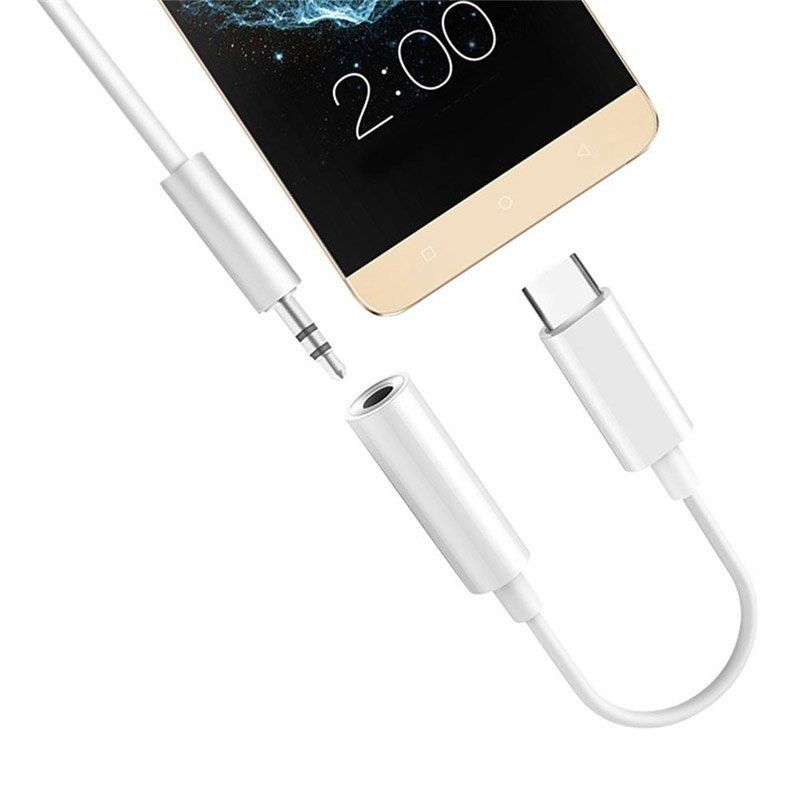 Adapter Przejściówka Z Usb Typ C Na Gniazdo Audio 3.5 Mini Jack Biały