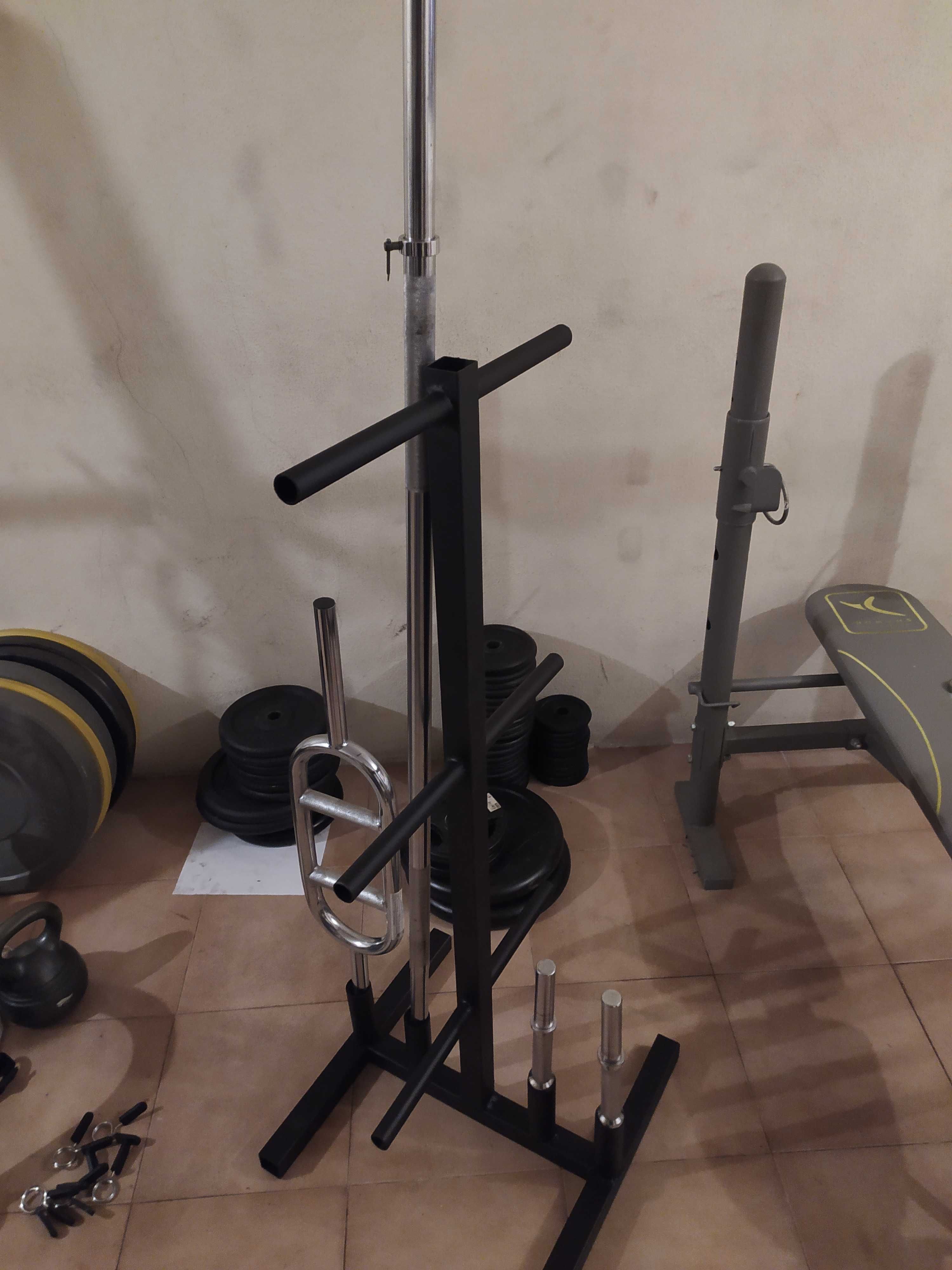 Suporte para Discos/Pesos/Bumpers e Barras de Musculação