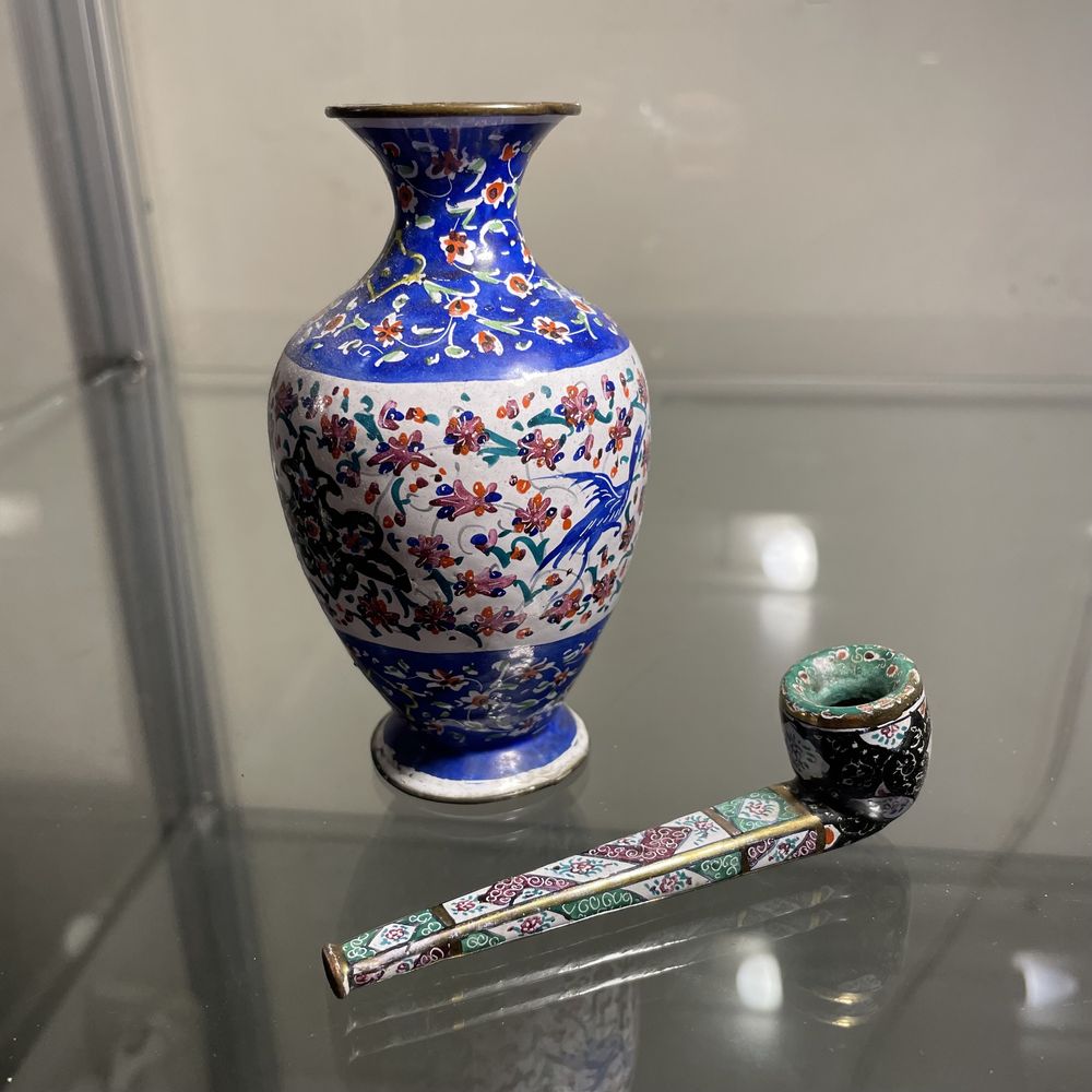 Emaliowany wazon fajka stara persja antyk