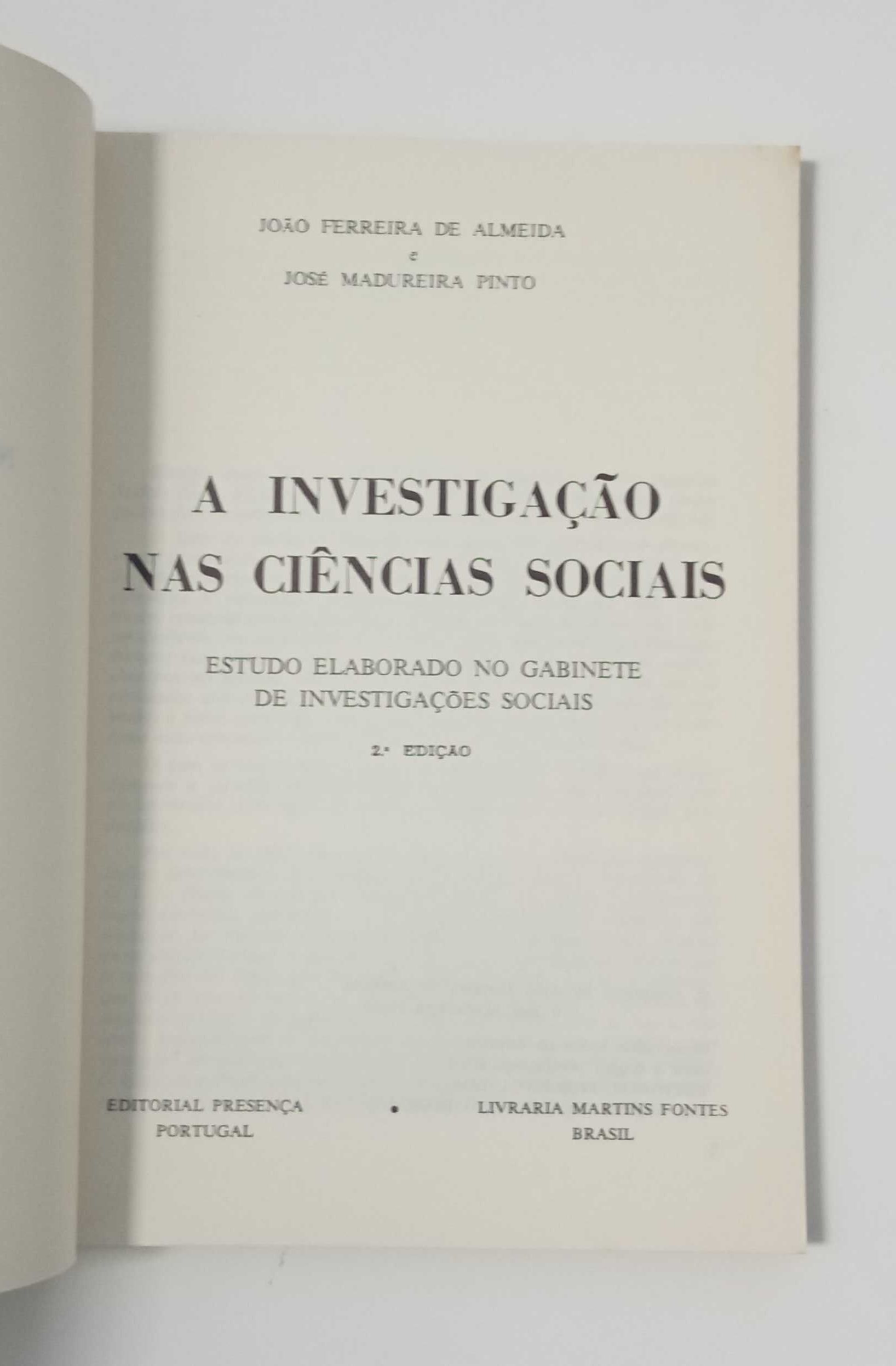 A investigação nas Ciências Sociais, João Ferreira de Almeida