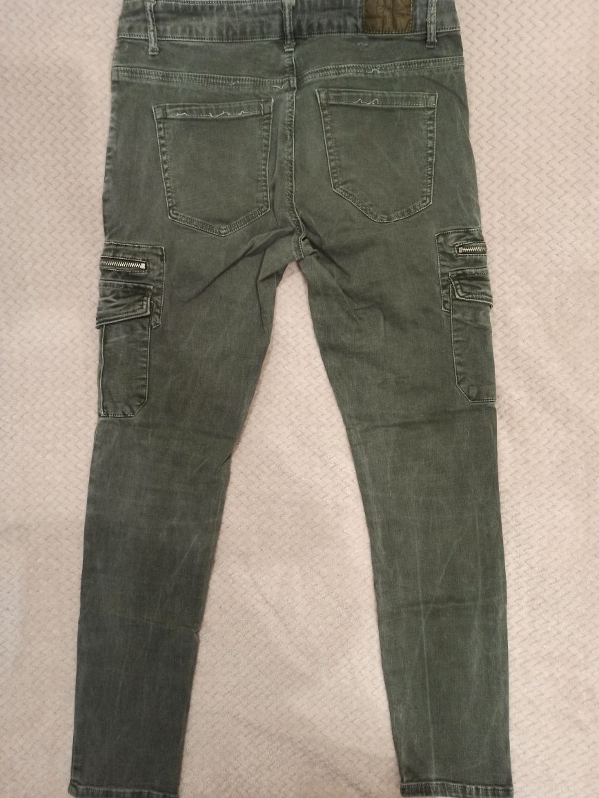 Jeansy spodnie khaki zielone damskie
