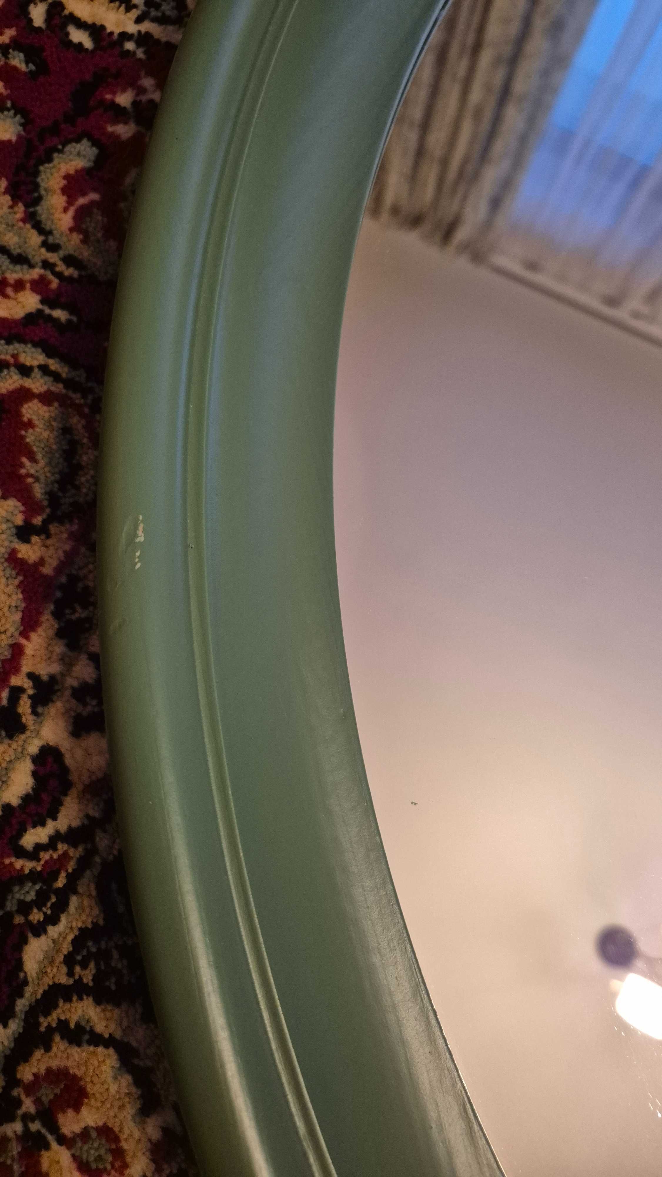 Okrągłe drewniane lustro Ikea Stabekk solidna rama średnica 75 cm