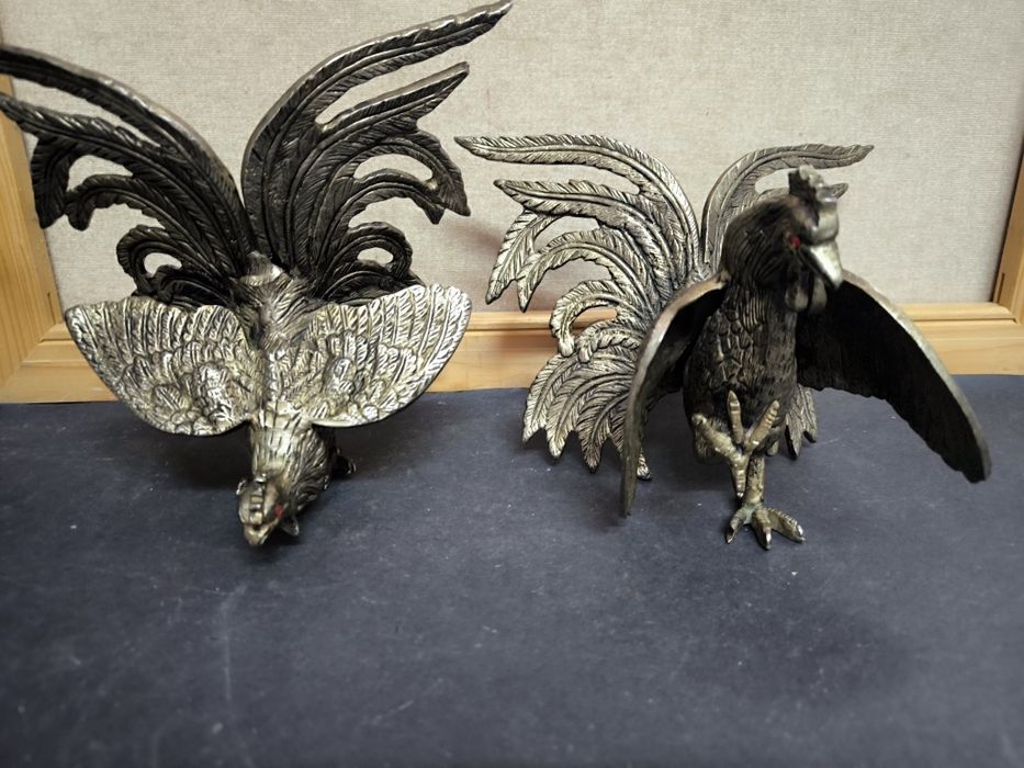 2 Galos em Estanho - Decoração