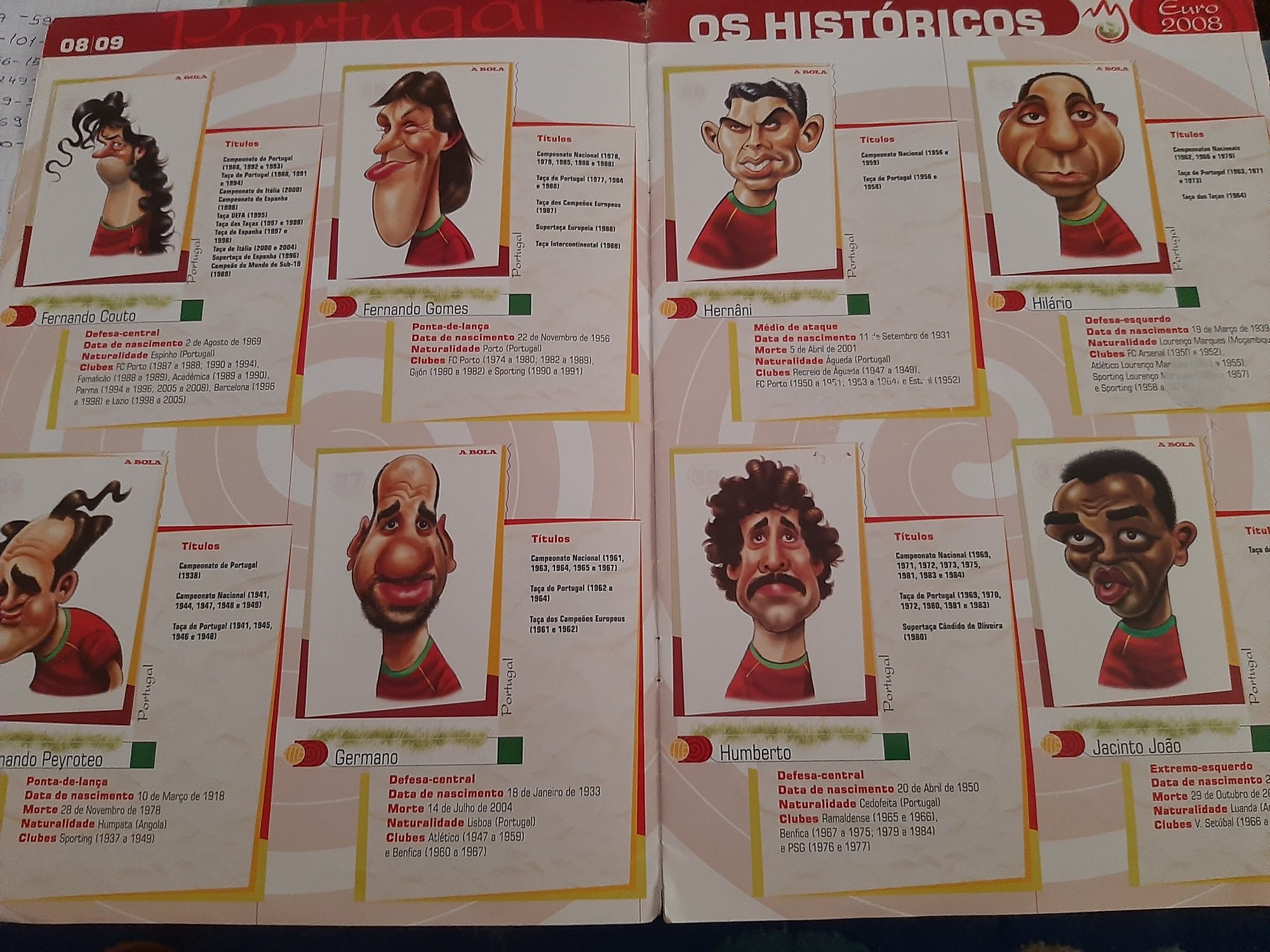 caderneta completa cromos euro 2008  jornal a bola