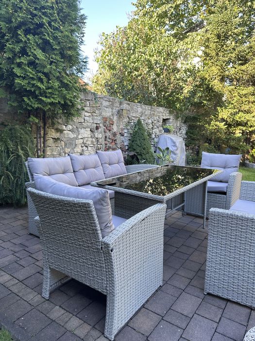 Zestaw mebli ogrodowych Marsylia big szary techno ratan sofy fotele