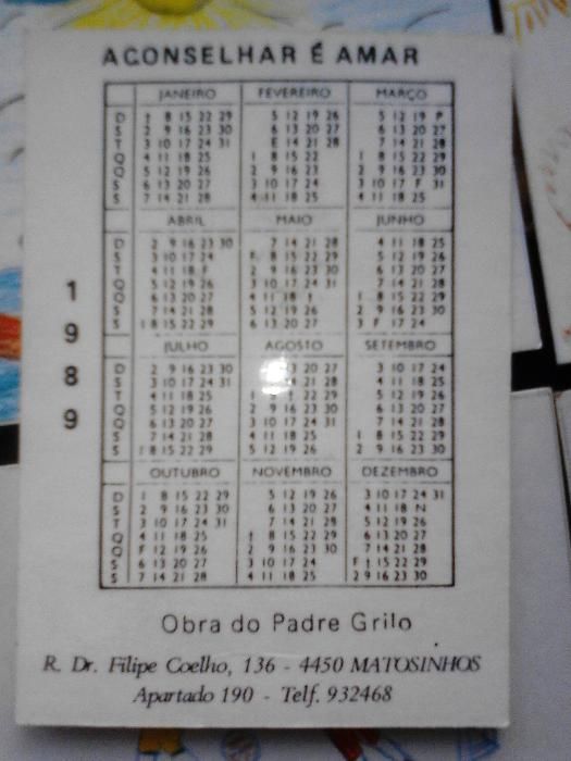 Calendarios obra padre grilo anos 80