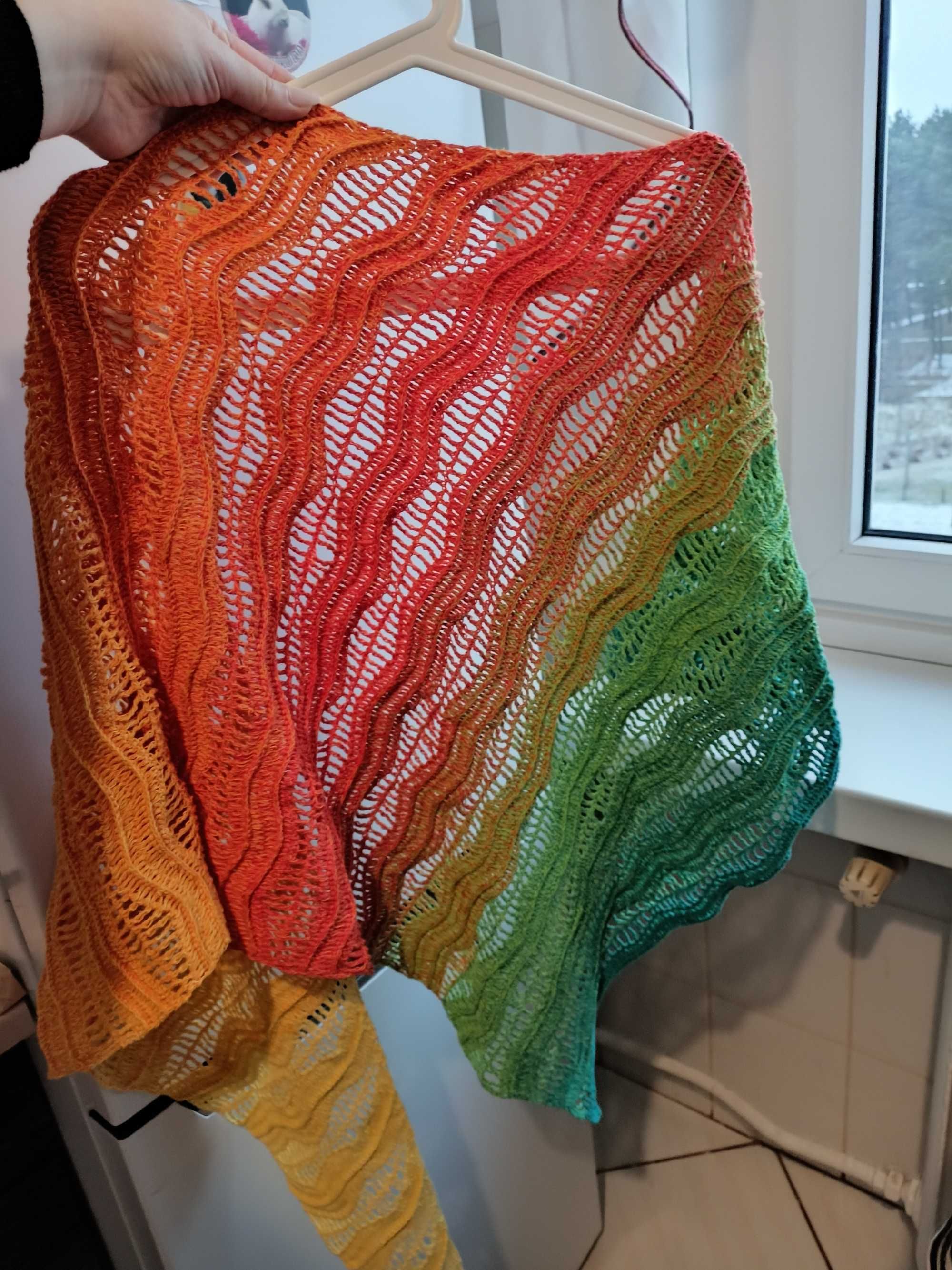 Chusta szalik narzutka handmade rękodzieło ombre