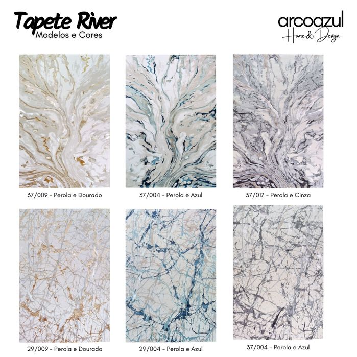 Tapete River Abstracto Dourado e Branco - 190x290cm By Arcoazul