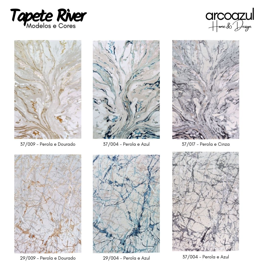 Tapete River Abstracto Dourado e Branco - 190x290cm By Arcoazul