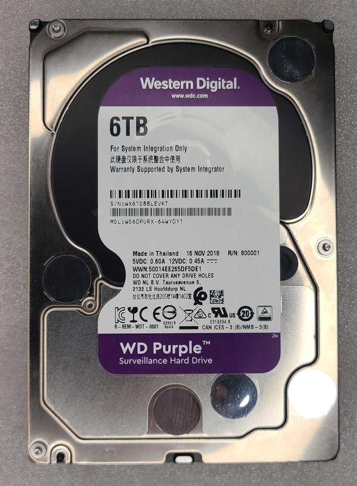 Жорсткий диск 6TB HDD Western Digital Purple WD60PURX