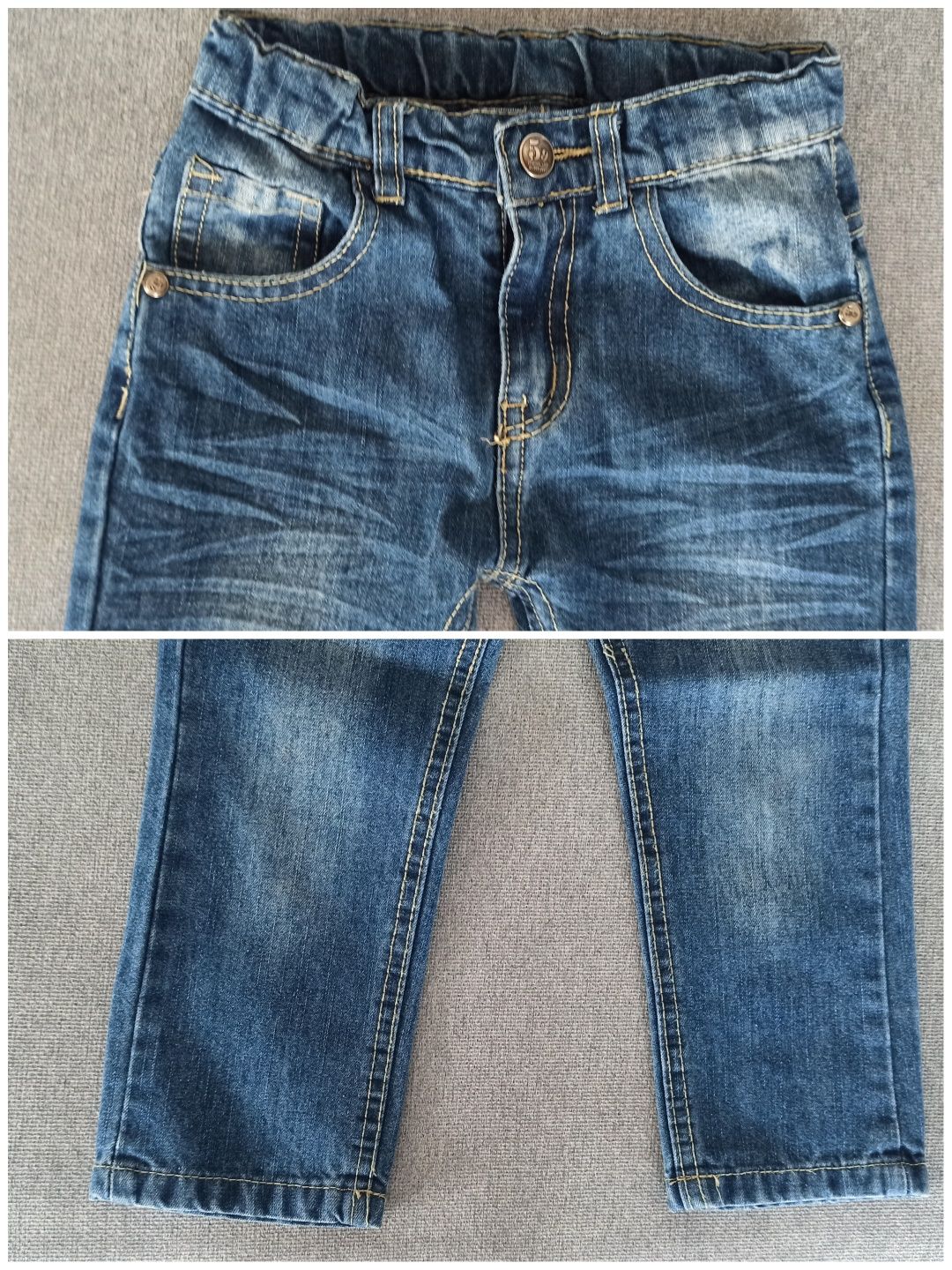 Zestaw Komplet Bluzka x 2, Spodnie x 2, Paski, Melanż, Jeans R.92-98cm