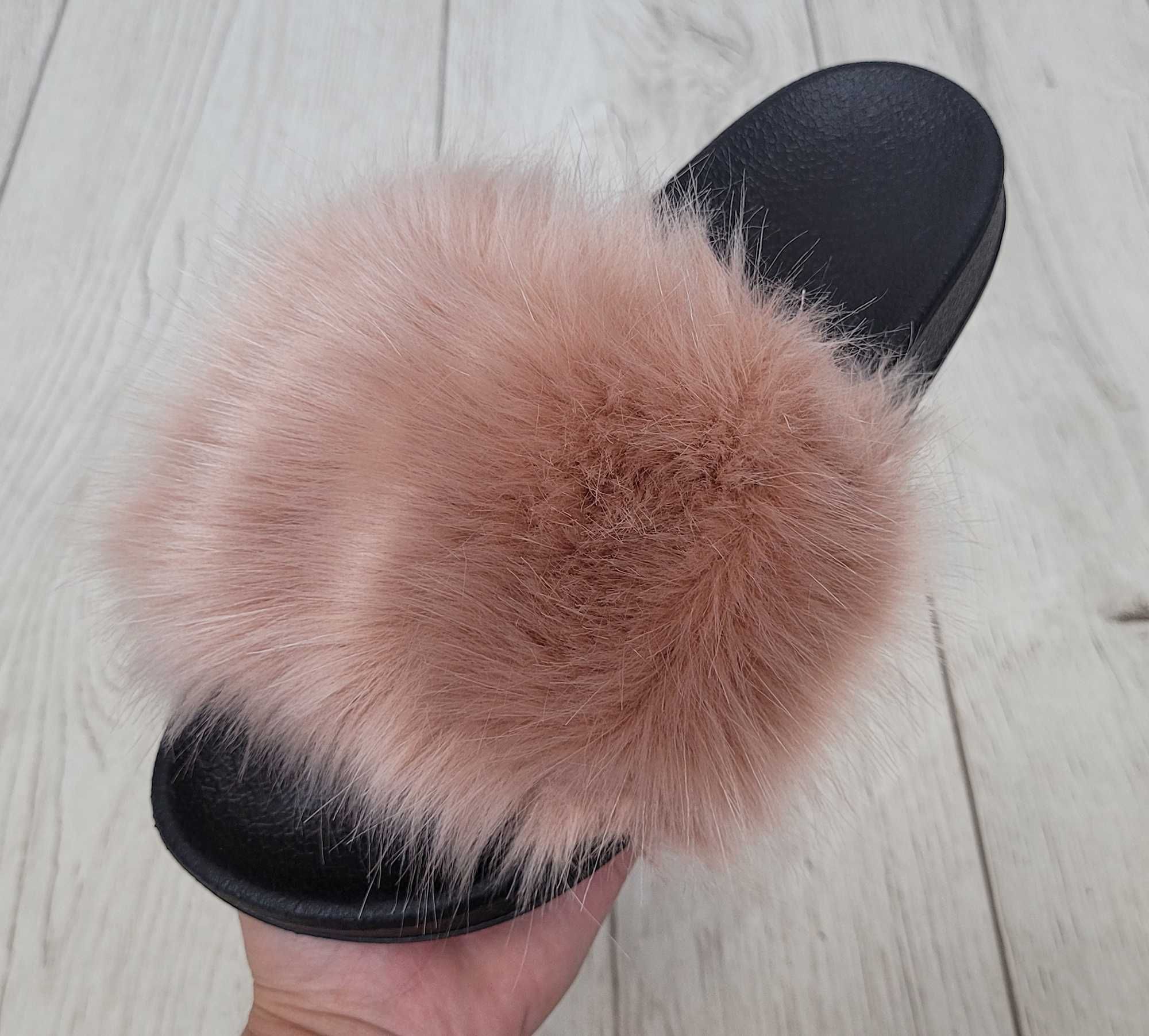 Klapki roz 36-41 z futerkiem papucie buty BEŻ futerkowe TU KUPUJESZ 39