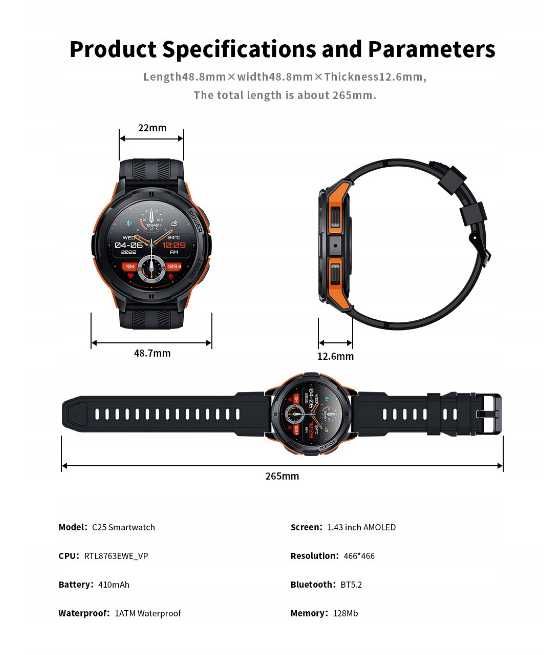 Smartwatch C25 z AMOLED, asystentem głosowym i monitorowaniem ttst1394