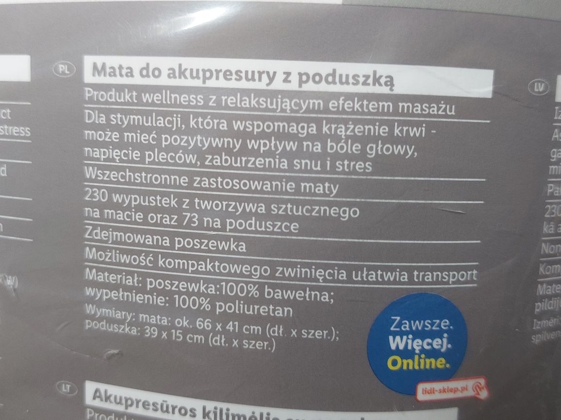 Mata do akupresury z kolcami poduszką LIVARNO zdrowotna relaksacyjna