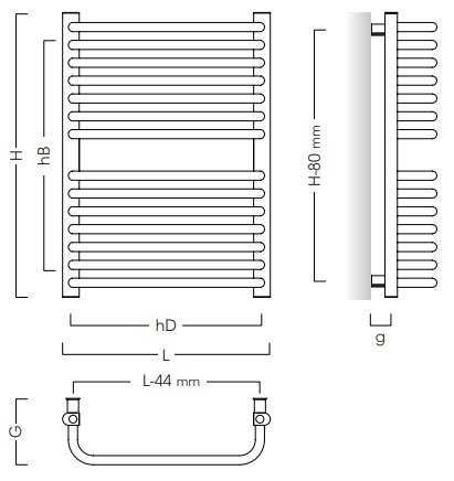 Grzejnik łazienkowy STANDARD GŁ-530/690B Instal Projekt 530 W