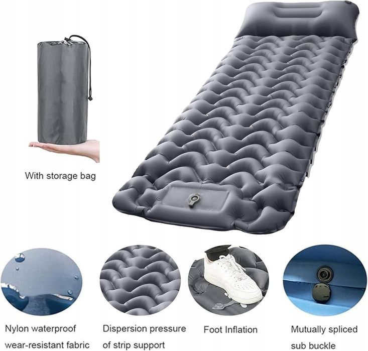 Mata do spania, kempingowy materac powietrzny 190 dł. x 60 szer. x 5