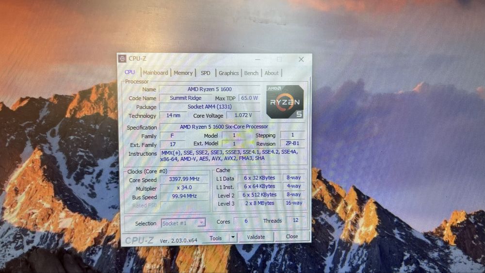 »Комплет AMD Ryzen 5 1600 6/12 ядер• DDR4 16 Gb• Asrock A320m DVS
