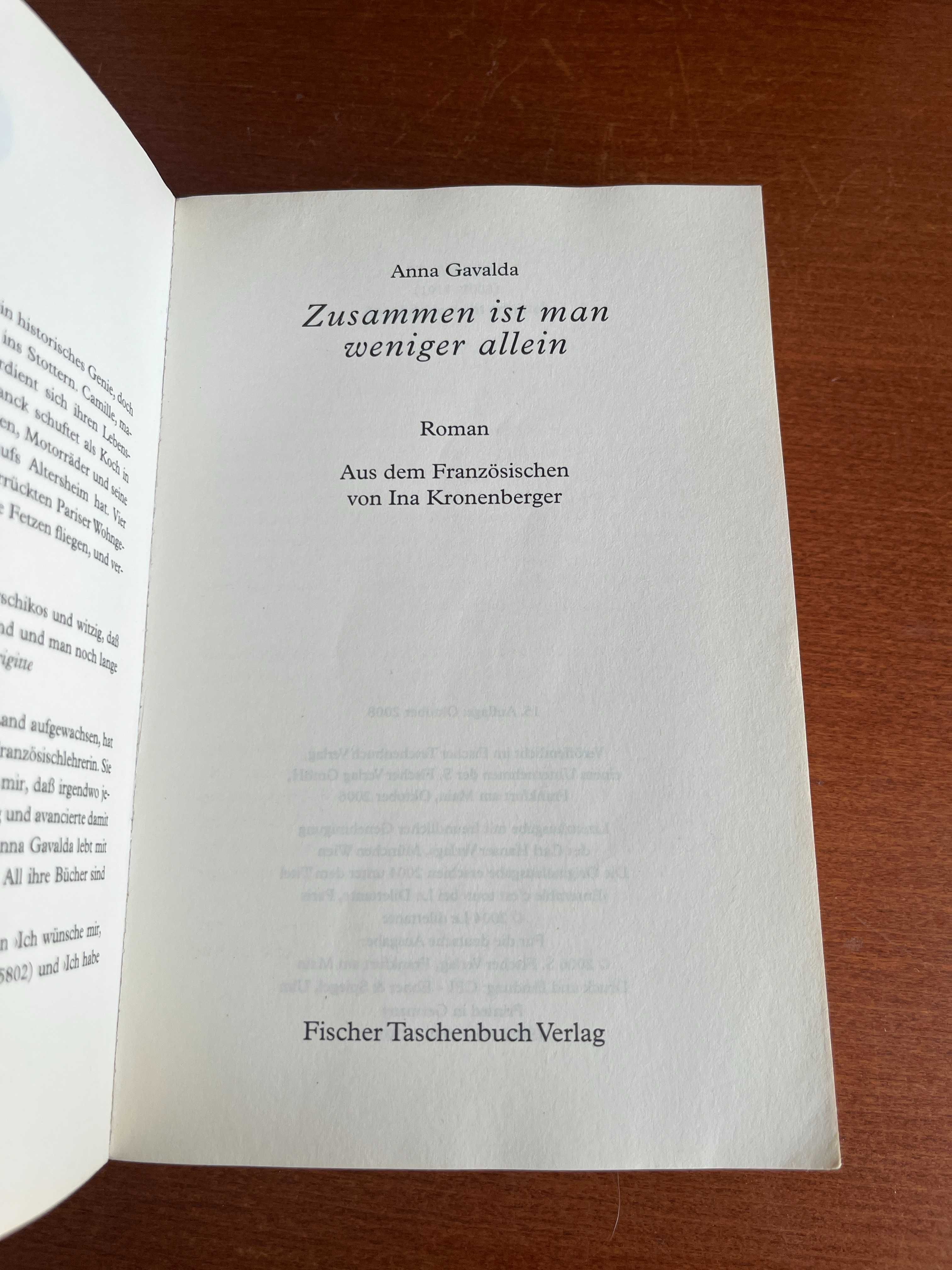 Zusammen ist man weniger allein - Anna Gavalda - Em Alemão