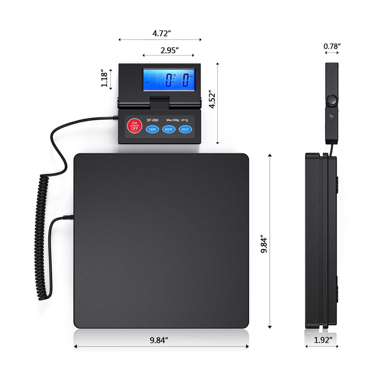 Waga pocztowa wysyłkowa platformowa , 
zakres pomiaru 50kg / 1g