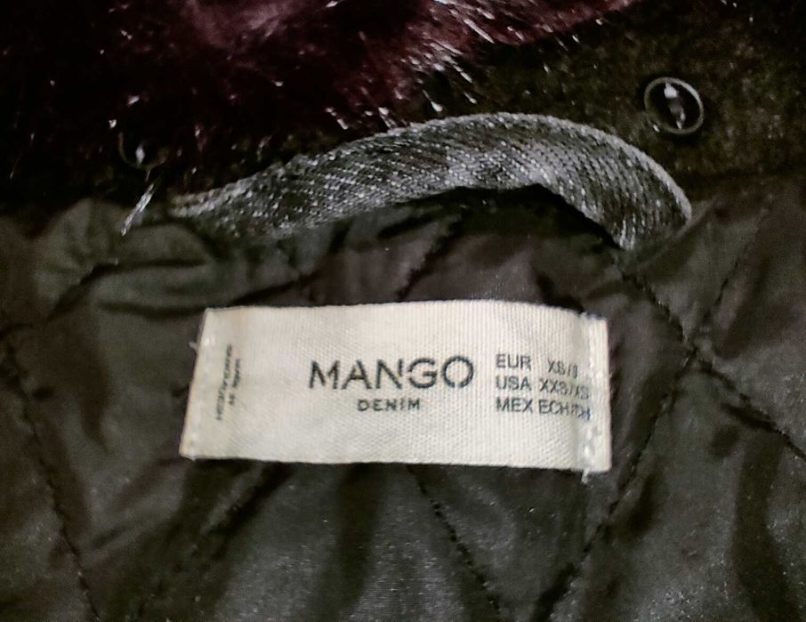 Mango piękna kurtka OCIEPLANA gruba podpinka futrzany Kołnierz Jeans