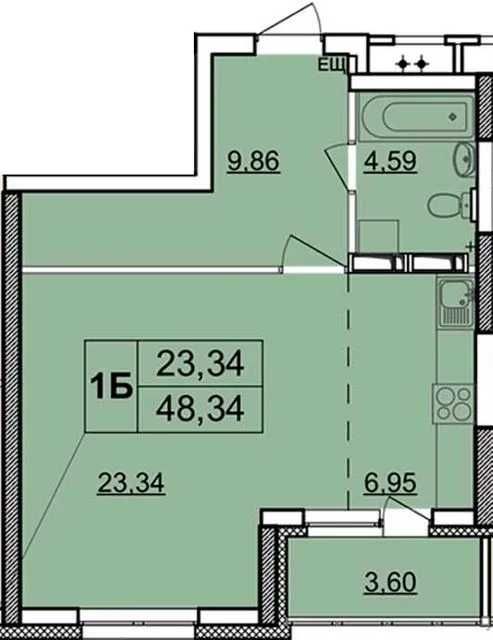 Без% Продам  1 ком кв 48,34м2  в ЖК Патриотика.