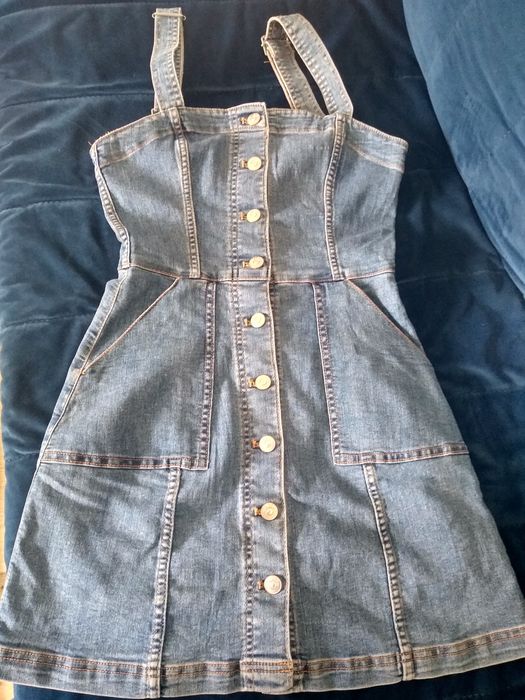 Spódniczka jeans, S , na szelkach H&M