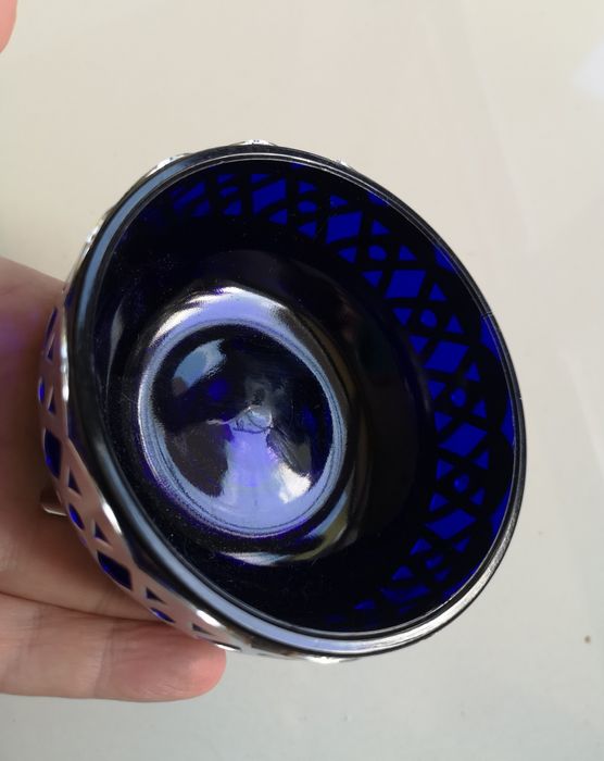 cukiernica kobaltowy wkład vintage PRL