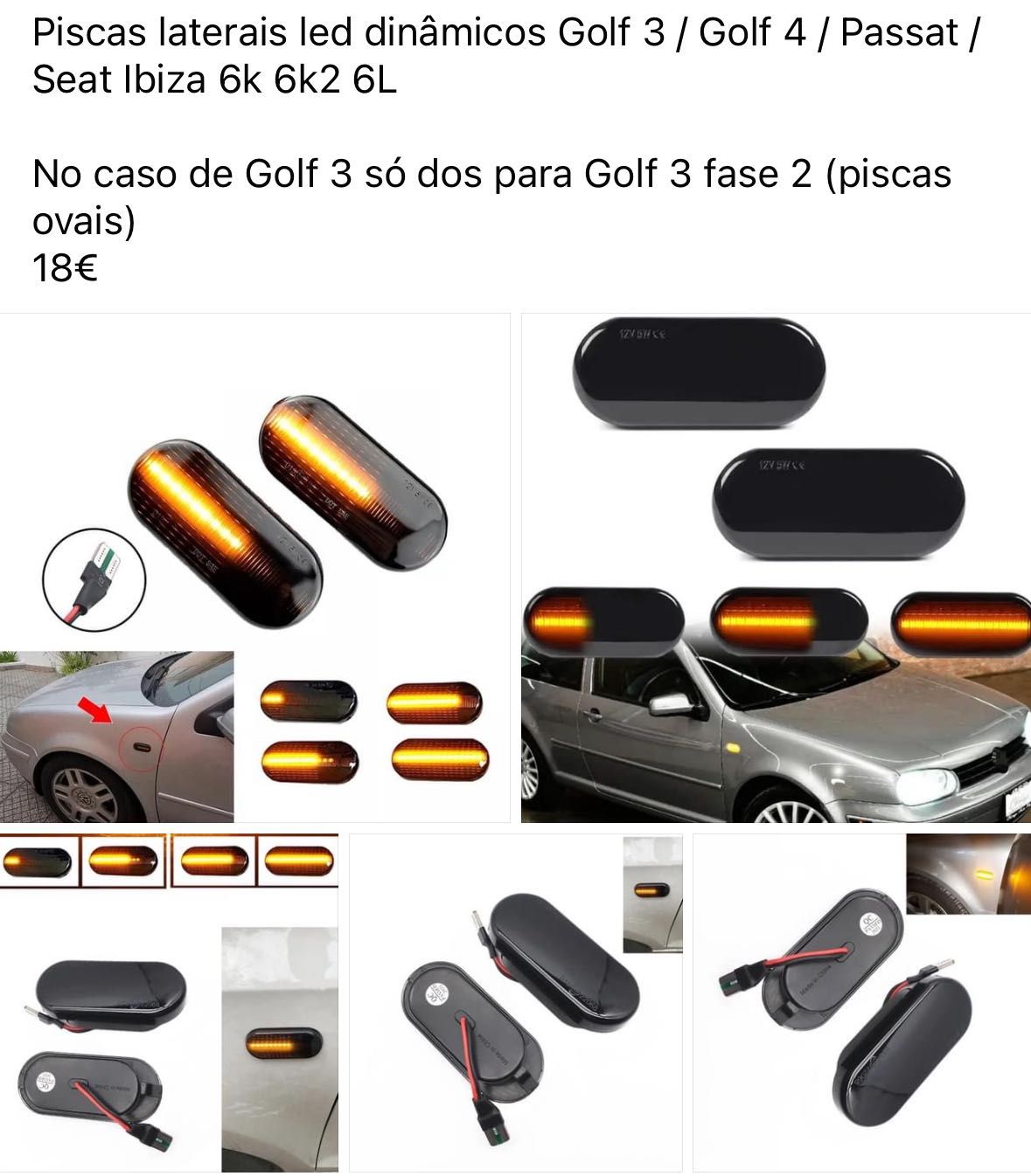 Peças NOVAS Golf 3 (Faróis frontais nevoeiro piscas escuros refletores