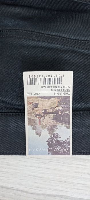 Jeans by Nudie Jeans Co. Thin Finn Back 2 Black W 31 L30