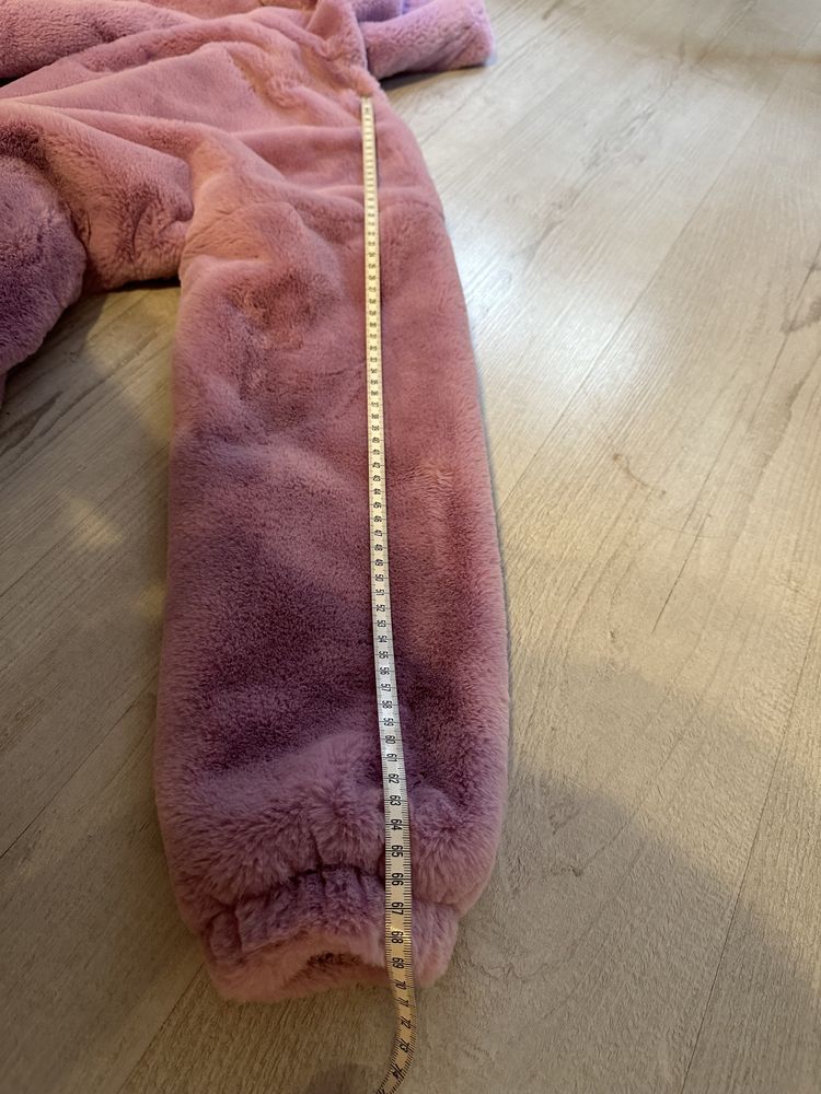 Kurtka MyMo sztuczne futerko fake fur zimowa fiolet pastelowy