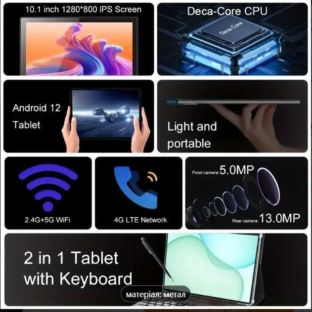 Планшетний комп'ютер з екраном IPS 10.1 дюйма CRELANDER T30 P