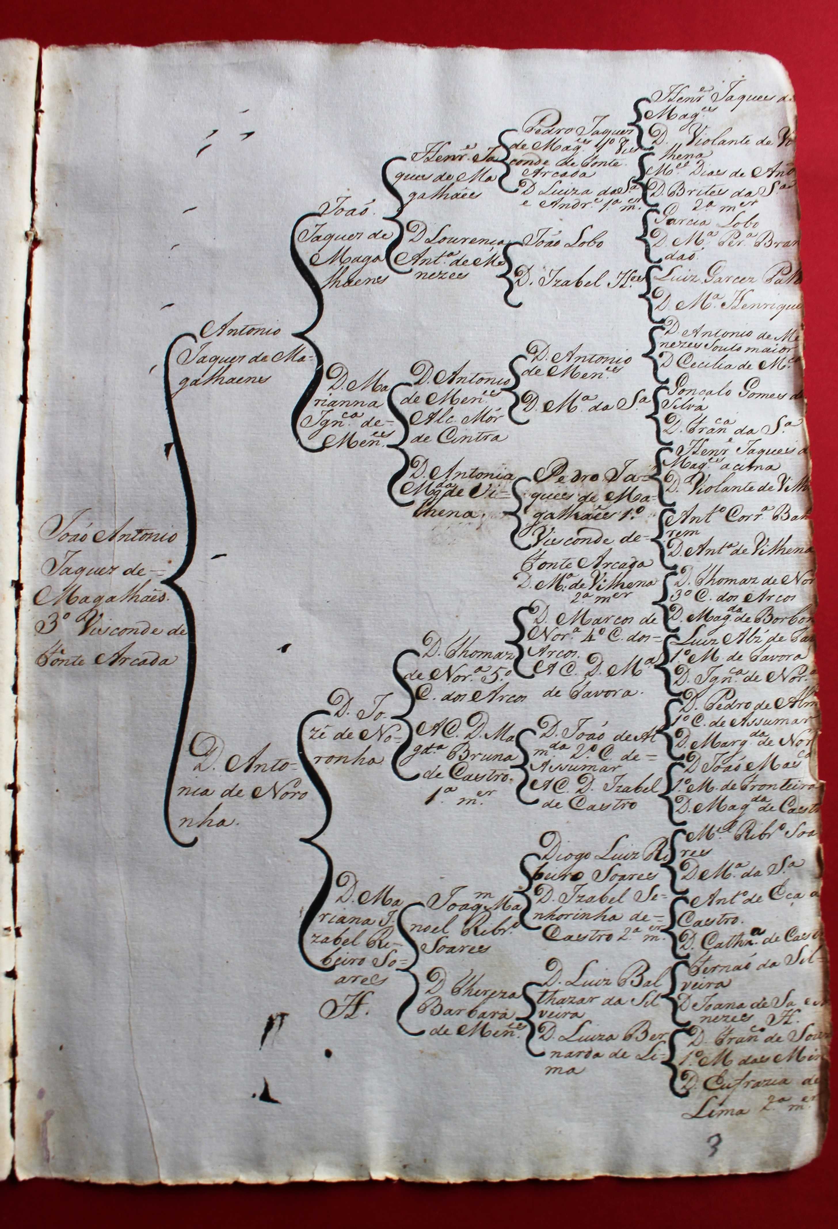 Visconde de Fonte Arcada genealogia manuscrito séc. XVIII